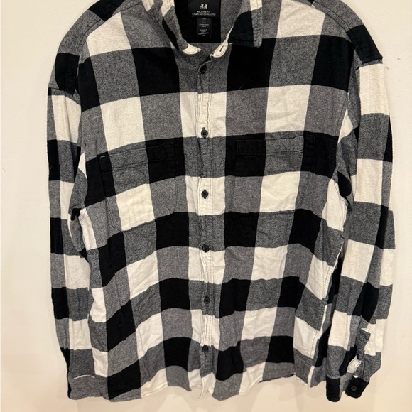 H&M Relaxed Fit Coupe Decontractee Long Sleeve Flannel Size L - Picture 4 of 8